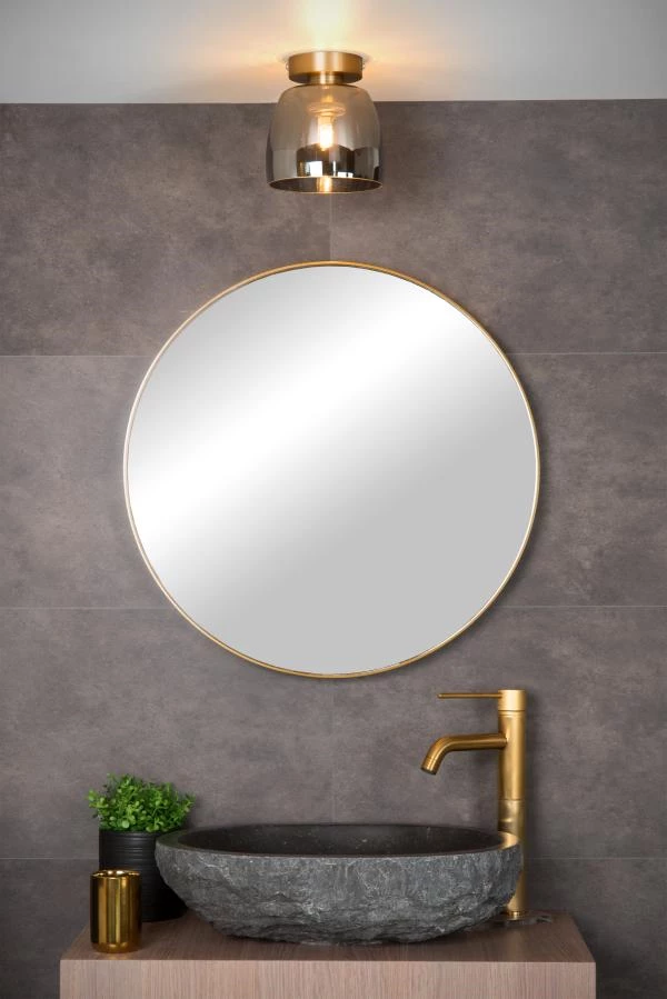 Lucide TYLER - Flush ceiling light Bathroom - Ø 16,1 cm - 1xG9 - IP44 - Matt Gold / Brass - ambiance 1